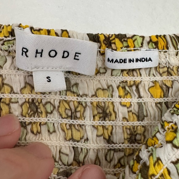 RHODE Resort Harper Midi Dress in Yellow Ditsy Floral Size Small S Rauched Body - Picture 13 of 16